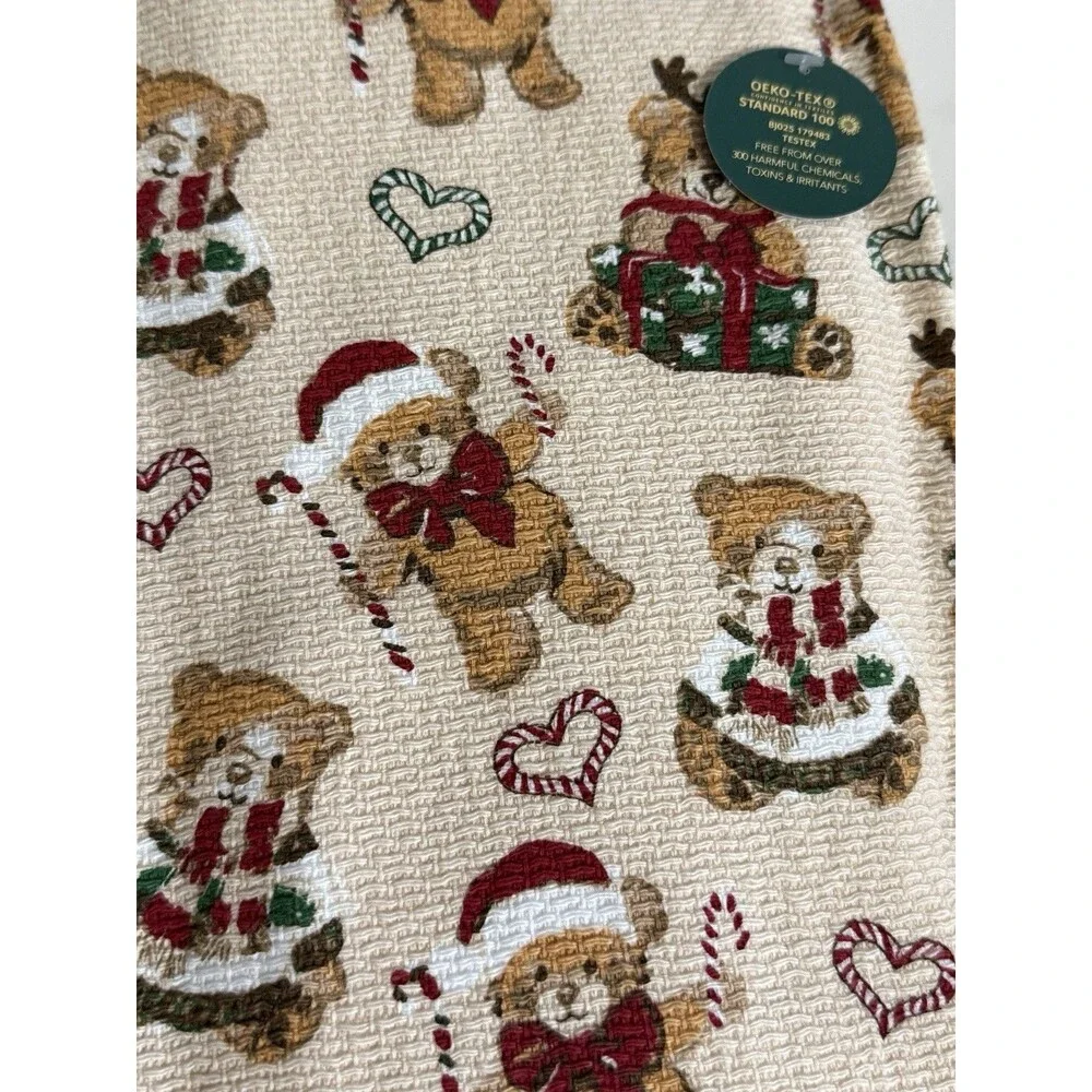 Envogue Christmas Teddy Bears Dish Kitchen Towels 100% Cotton Set of 3